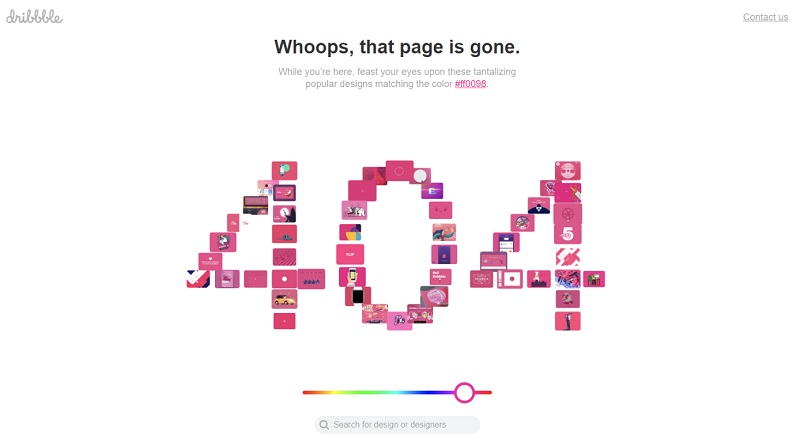 Trang lỗi 404 của Dribbble