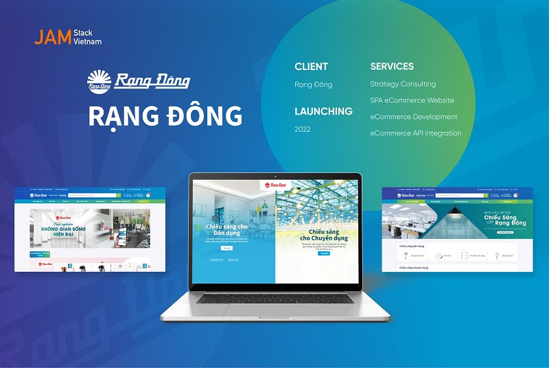 Dự &aacute;n thiệt kế website Rạng Đ&ocirc;ng Strore tr&ecirc;n kiến tr&uacute;c JAMstack